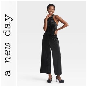 Velvet Jumpsuit Halter Neckline
